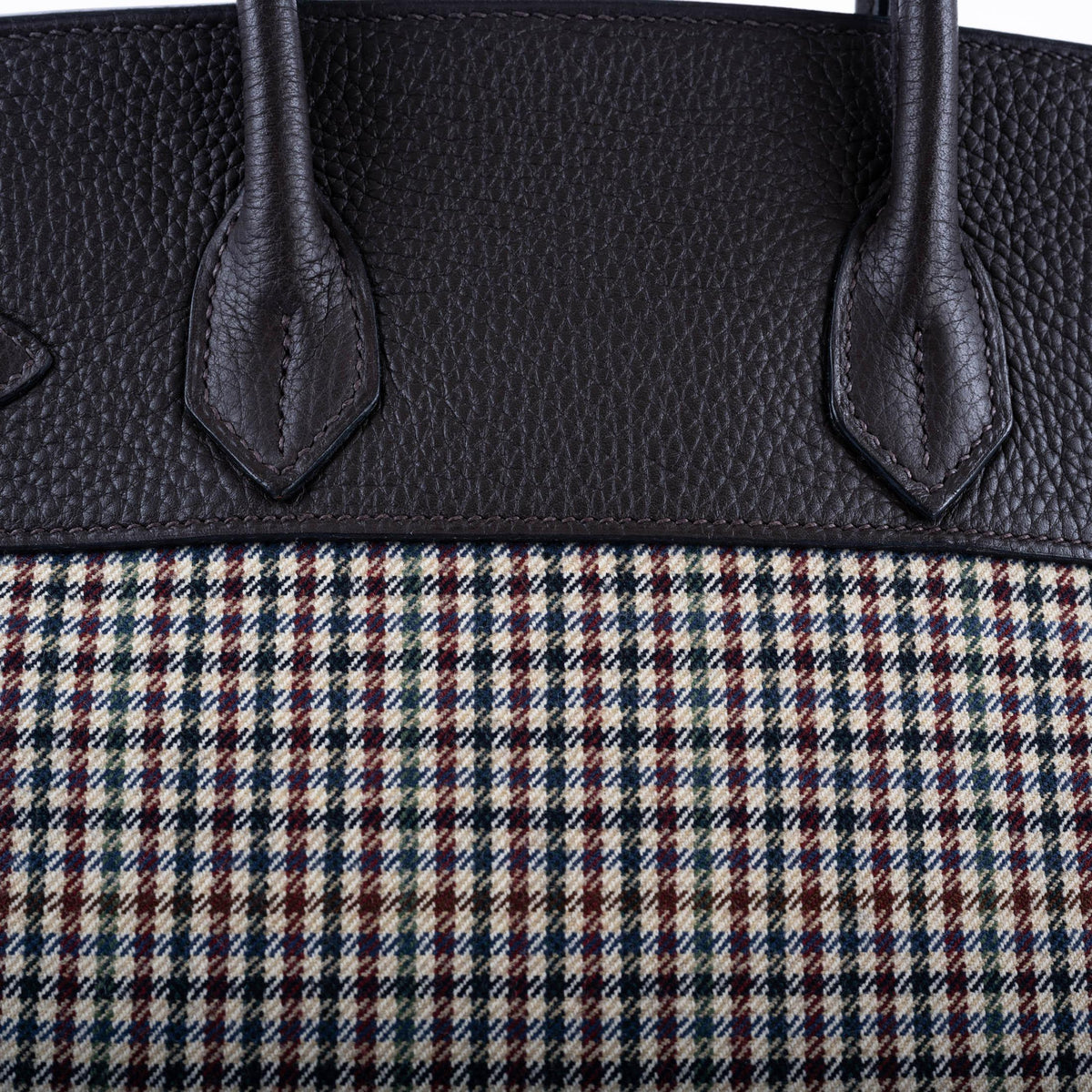 Hermes Birkin 30 Togo And Plaid Wool Lainage Palladium Hardware Hermes