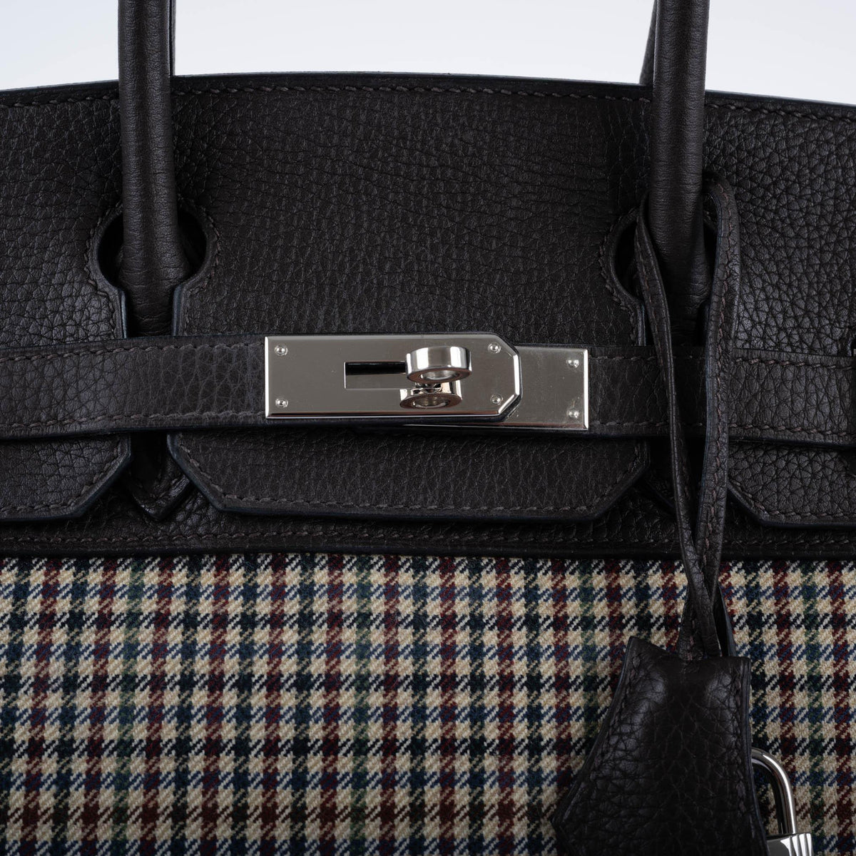 Hermes Birkin 30 Togo And Plaid Wool Lainage Palladium Hardware Hermes