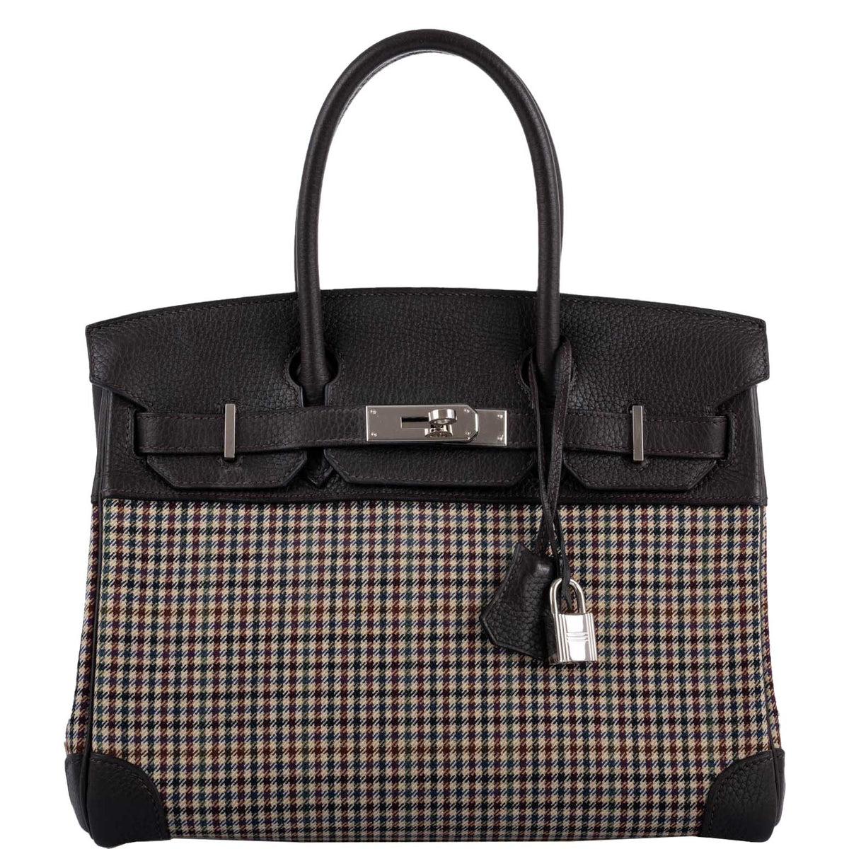 Hermes Birkin 30 Togo And Plaid Wool Lainage Palladium Hardware Hermes