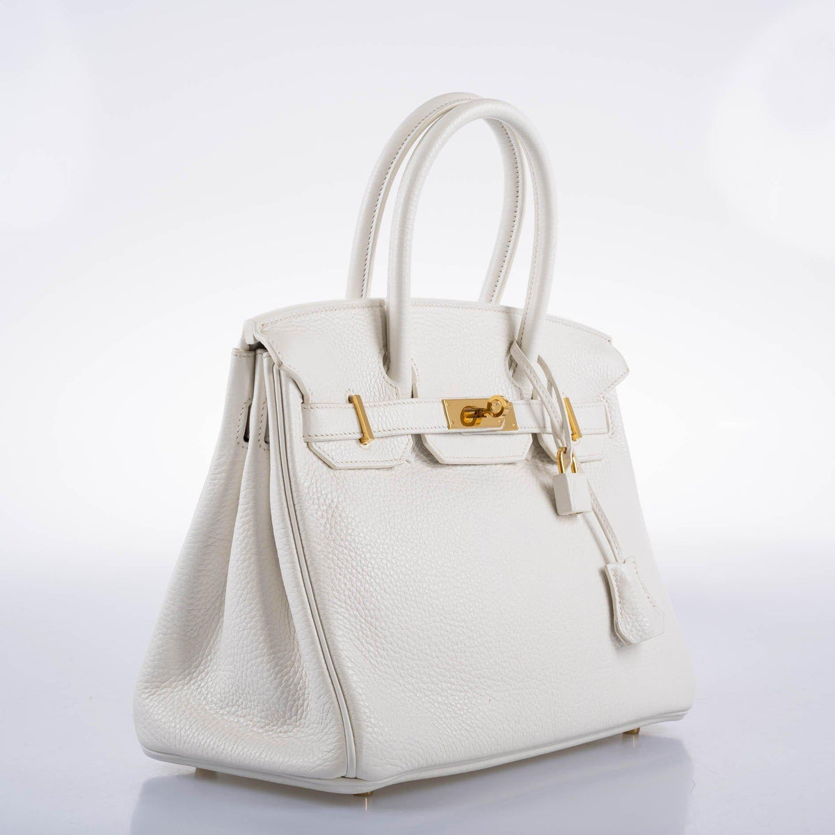 Hermes Birkin 30 White Clemence with Gold Hardware Hermes