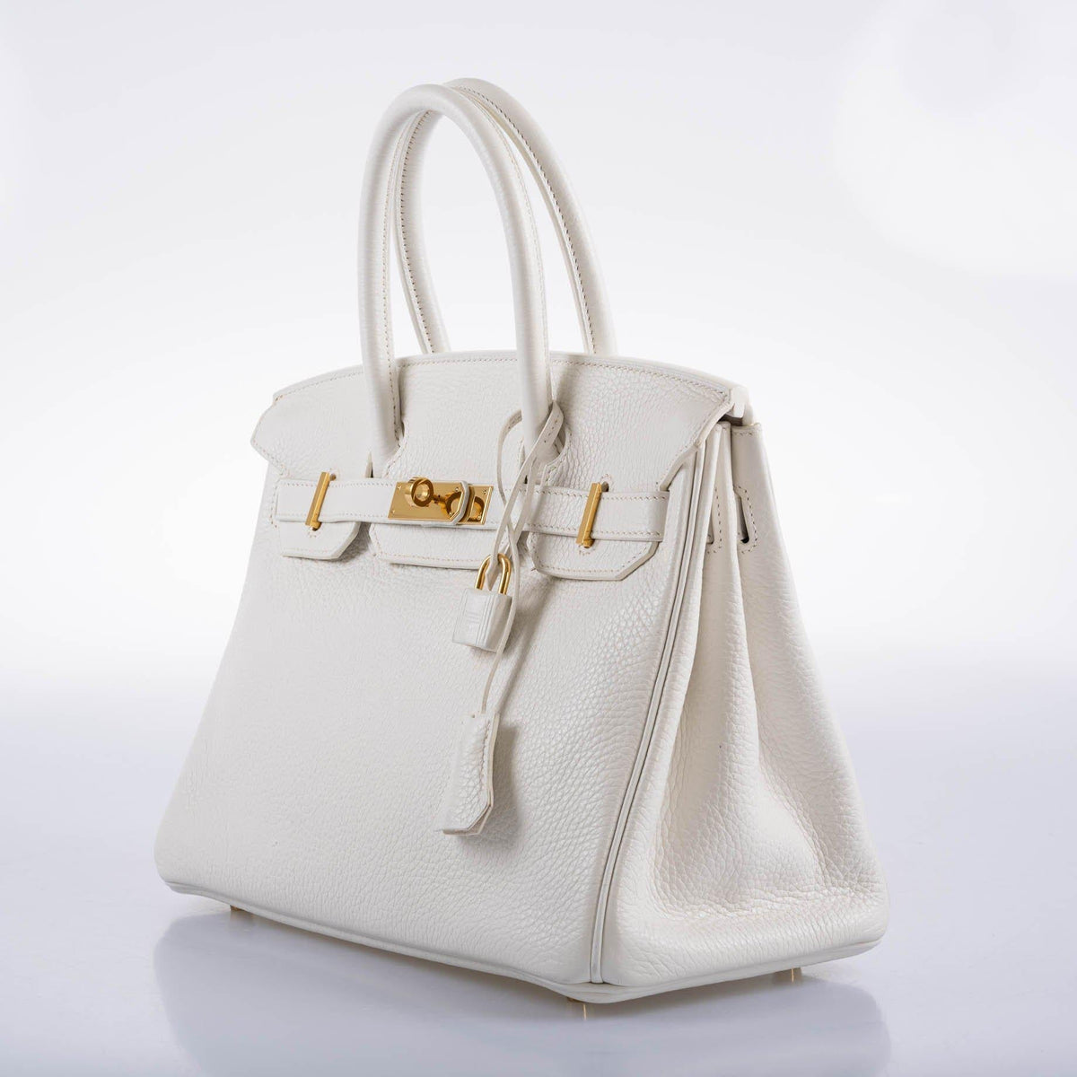 Hermes Birkin 30 White Clemence with Gold Hardware Hermes