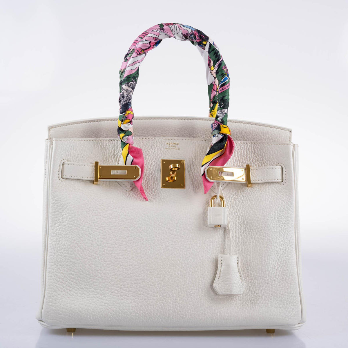 Hermes Birkin 30 White Clemence with Gold Hardware Hermes
