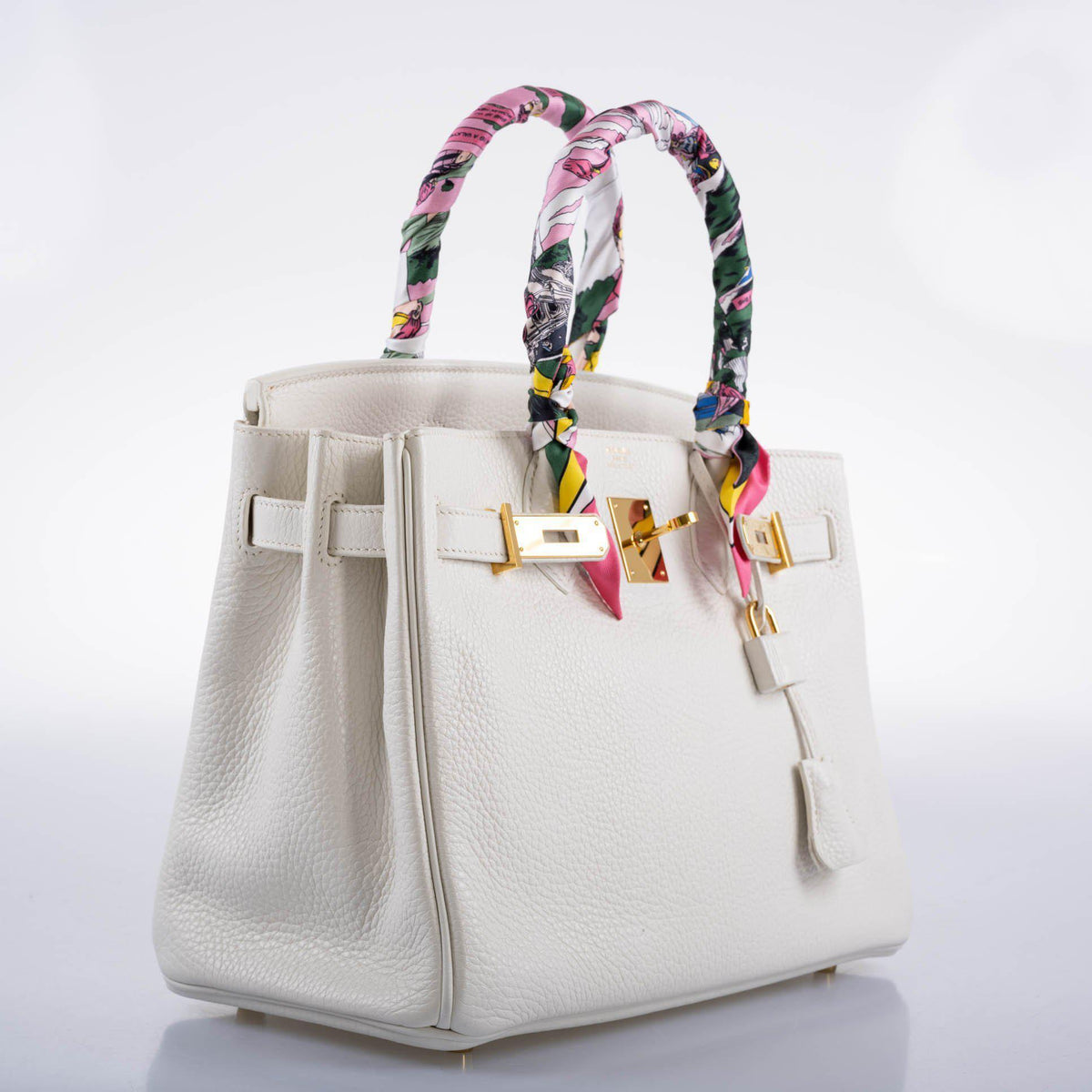 Hermes Birkin 30 White Clemence with Gold Hardware Hermes
