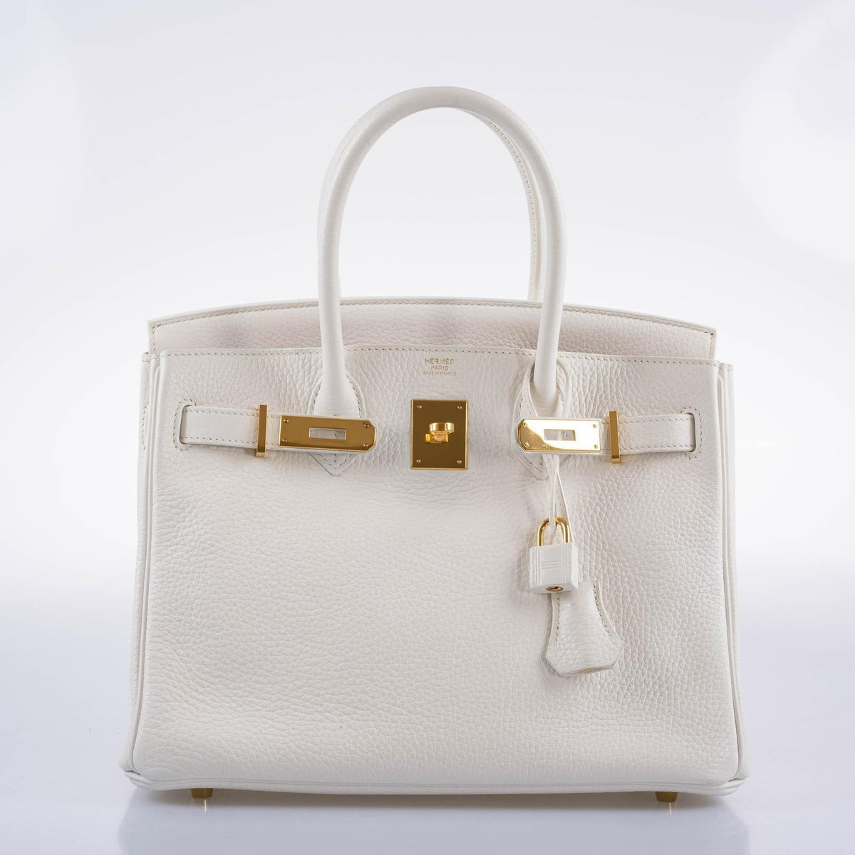 Hermes Birkin 30 White Clemence with Gold Hardware Hermes