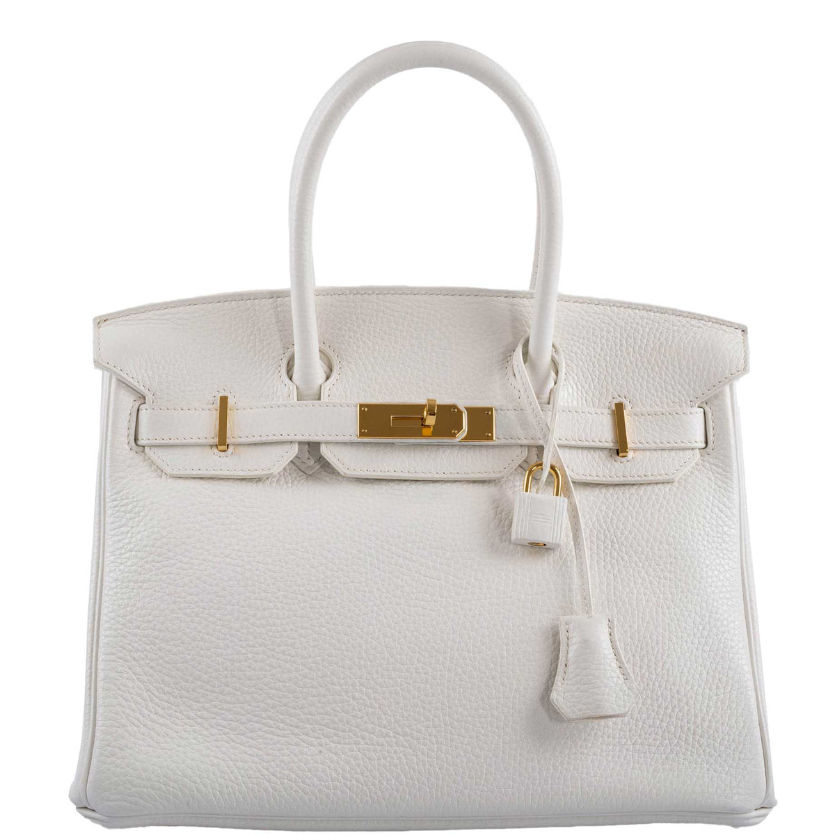 Hermes Birkin 30 White Clemence with Gold Hardware Hermes