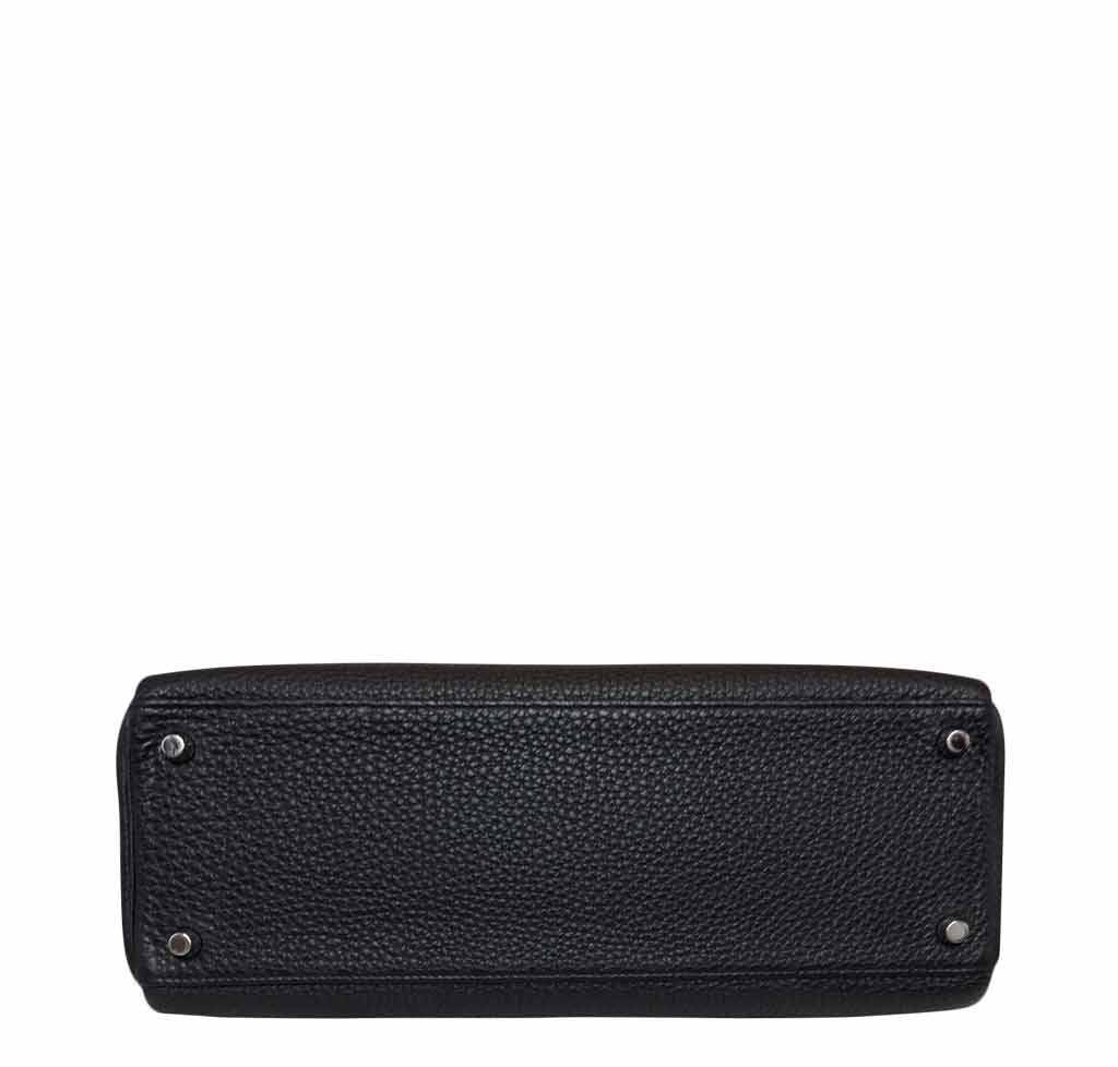 Hermes Kelly 32 Black Togo Leather Palladium Hardware BagAg