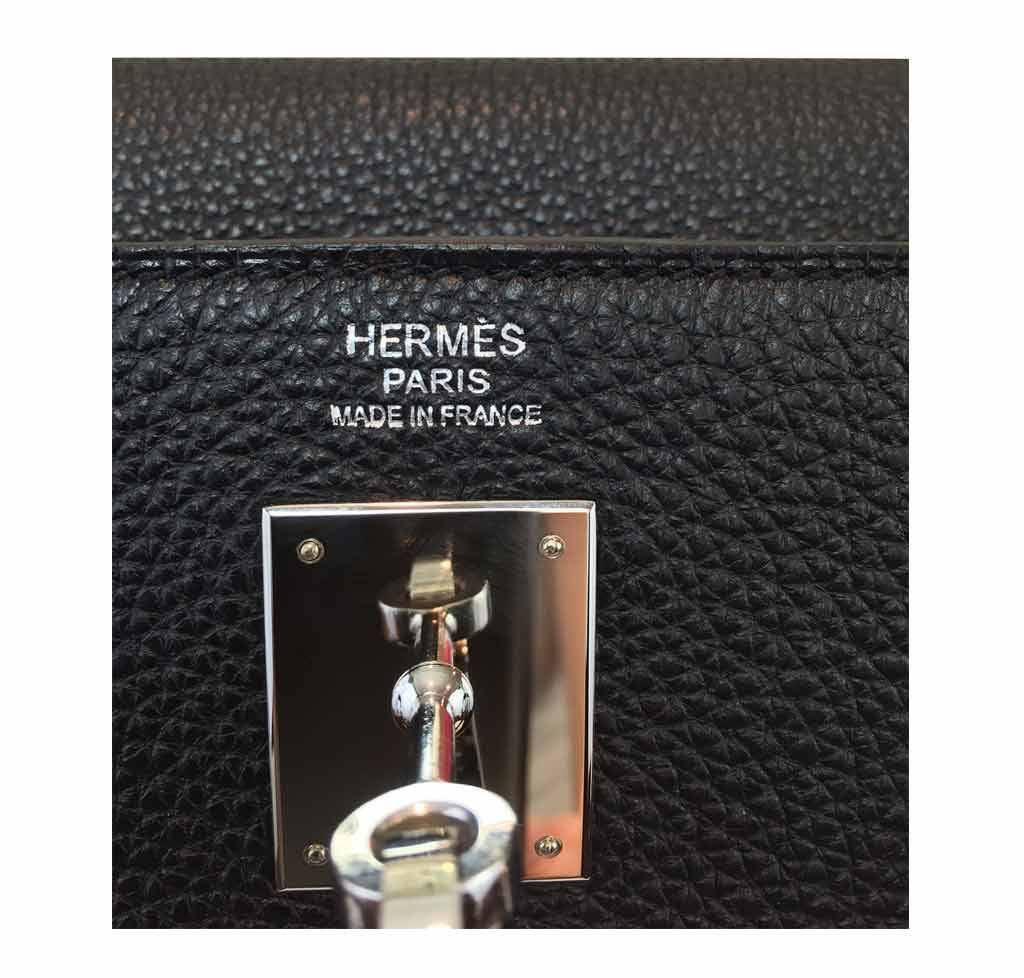 Hermes Kelly 32 Black Togo Leather Palladium Hardware BagAg