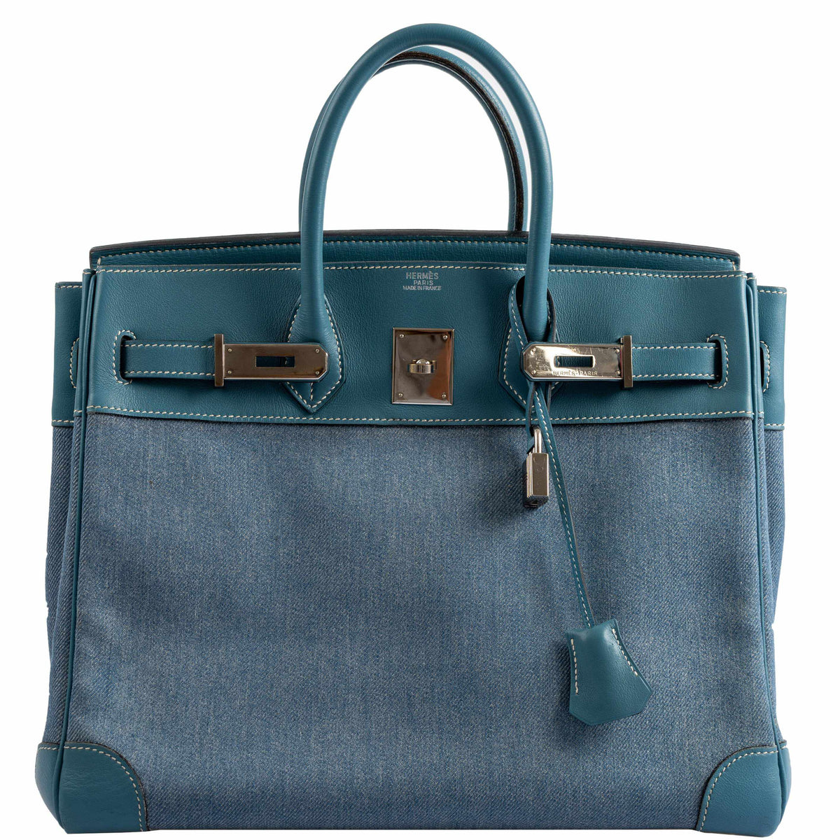 Hermes Birkin 32 HAC Denim & Blue Jean Gulliver Leather Palladium Hardware Hermes