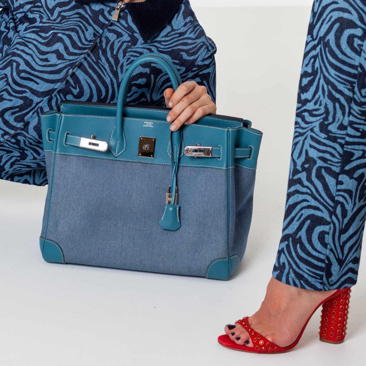 Hermes Birkin 32 HAC Denim & Blue Jean Gulliver Leather Palladium Hardware Hermes