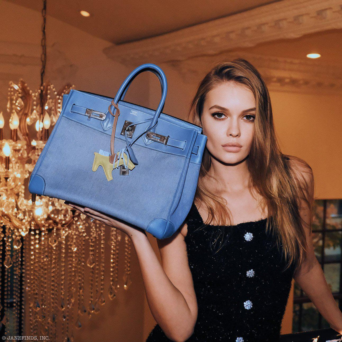 Hermes Birkin 32 HAC Denim & Blue Jean Gulliver Leather Palladium Hardware Hermes