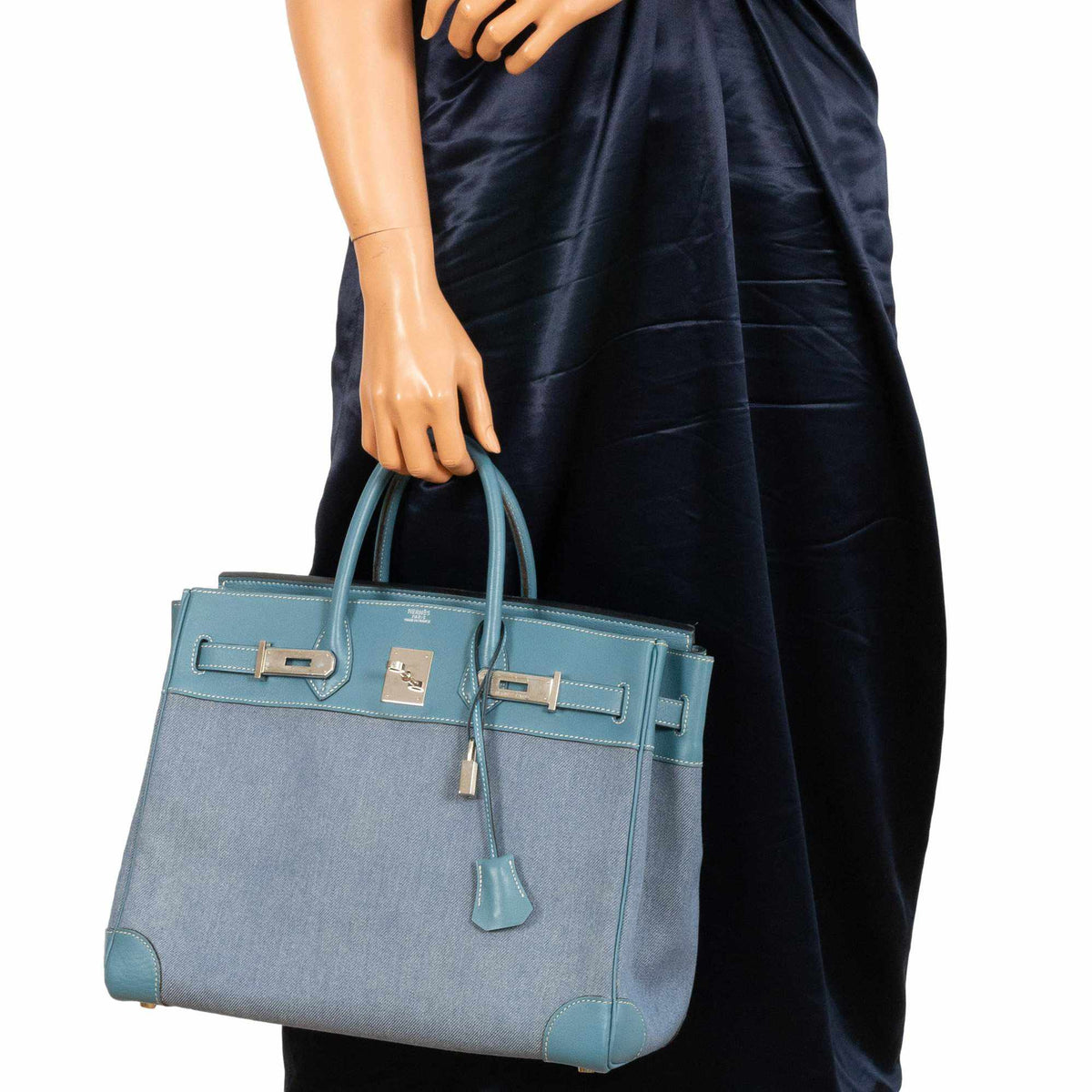 Hermes Birkin 32 HAC Denim & Blue Jean Gulliver Leather Palladium Hardware Hermes