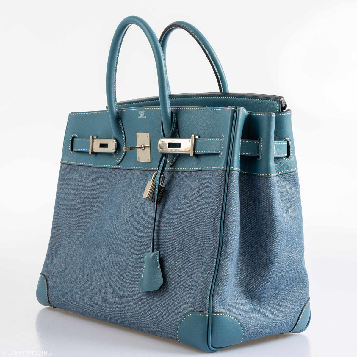 Hermes Birkin 32 HAC Denim & Blue Jean Gulliver Leather Palladium Hardware Hermes