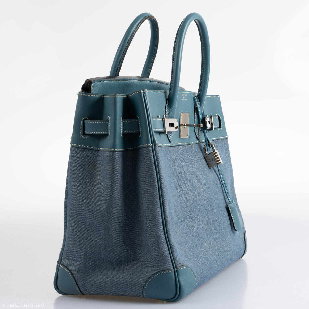 Hermes Birkin 32 HAC Denim & Blue Jean Gulliver Leather Palladium Hardware Hermes