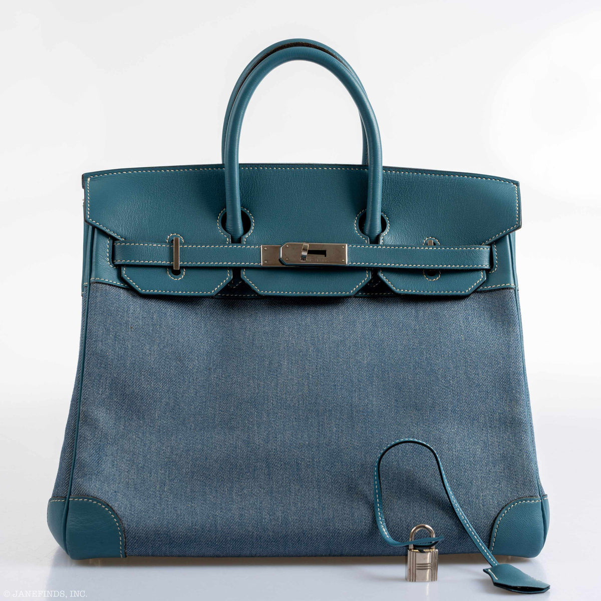 Hermes Birkin 32 HAC Denim & Blue Jean Gulliver Leather Palladium Hardware Hermes