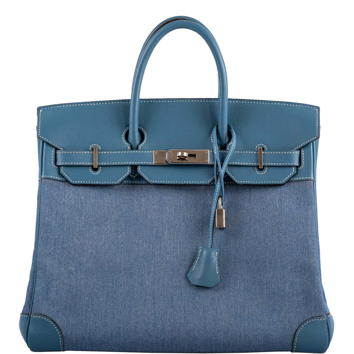 Hermes Birkin 32 HAC Denim & Blue Jean Gulliver Leather Palladium Hardware Hermes