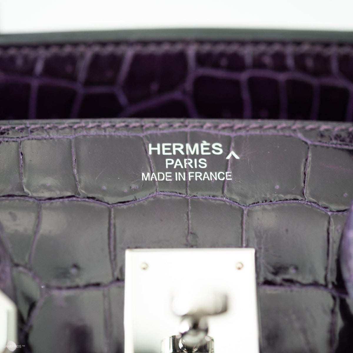 Hermes Birkin 35 Amethyst Porosus Crocodile with Palladium Hardware Hermes