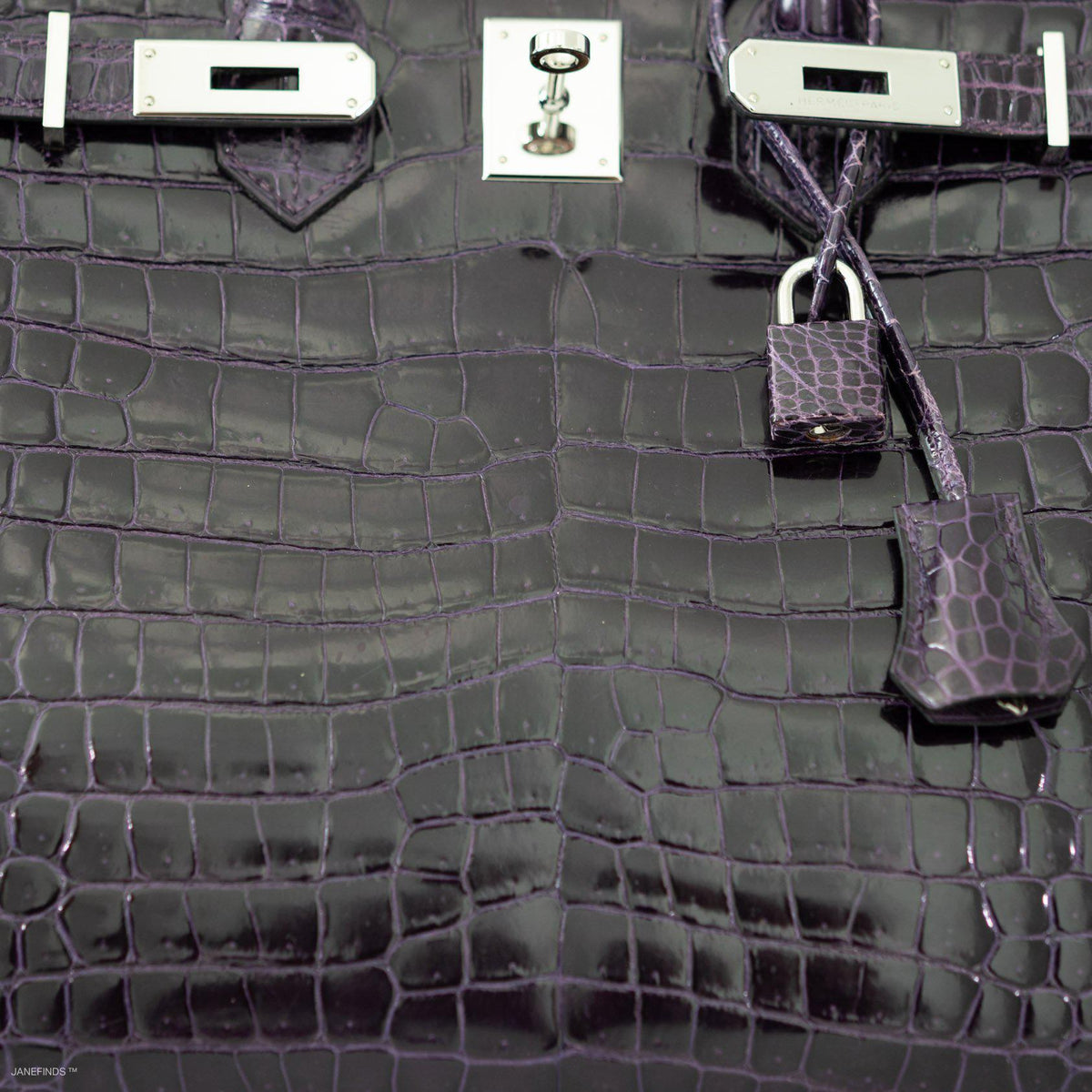 Hermes Birkin 35 Amethyst Porosus Crocodile with Palladium Hardware Hermes