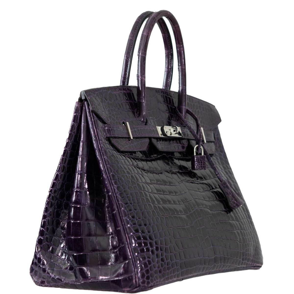 Hermes Birkin 35 Amethyst Porosus Crocodile with Palladium Hardware Hermes