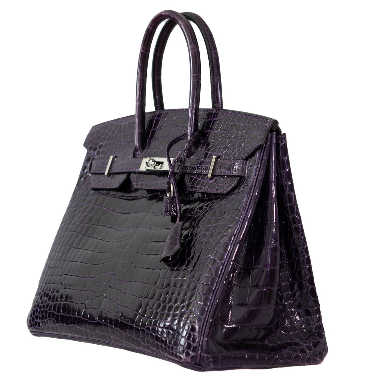 Hermes Birkin 35 Amethyst Porosus Crocodile with Palladium Hardware Hermes