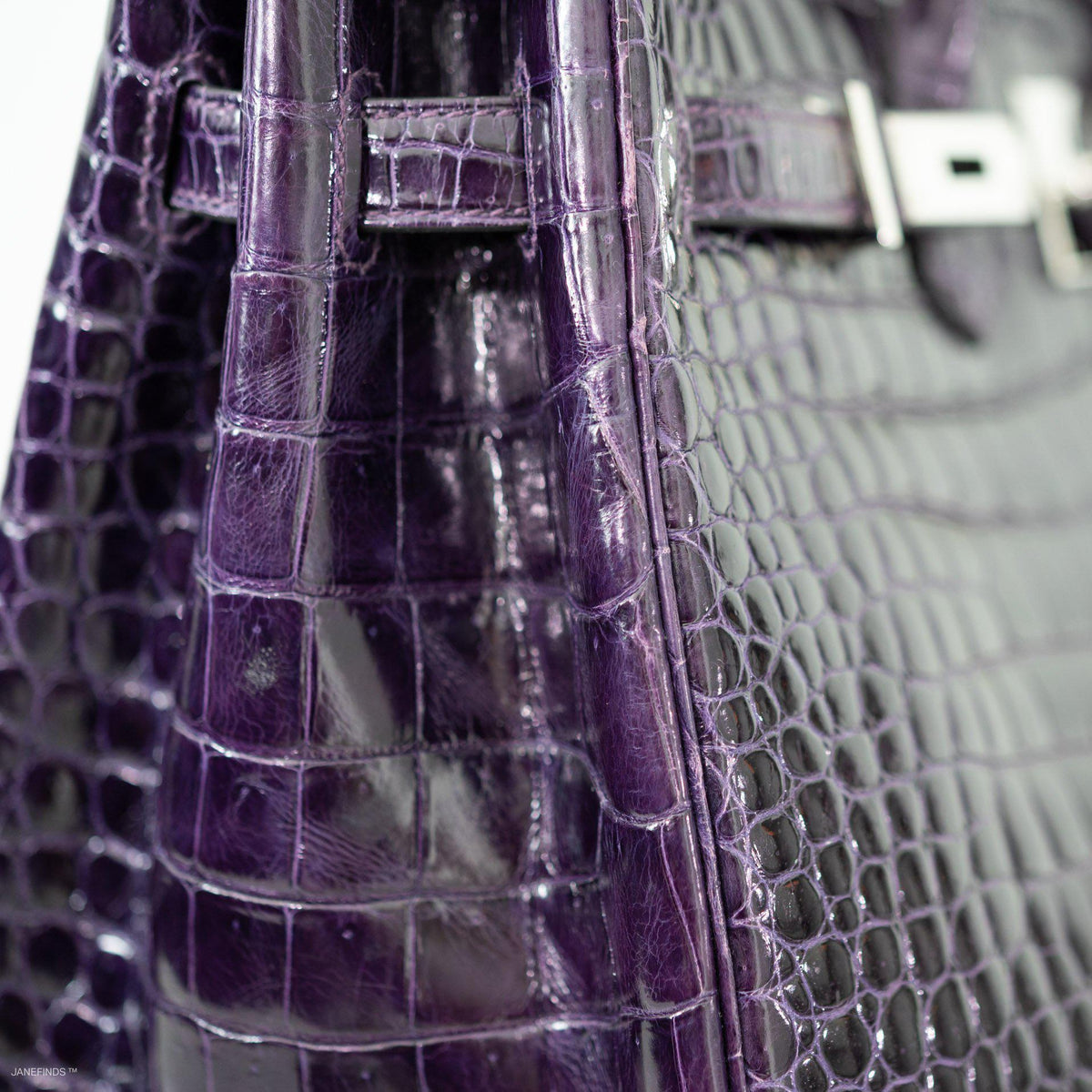 Hermes Birkin 35 Amethyst Porosus Crocodile with Palladium Hardware Hermes
