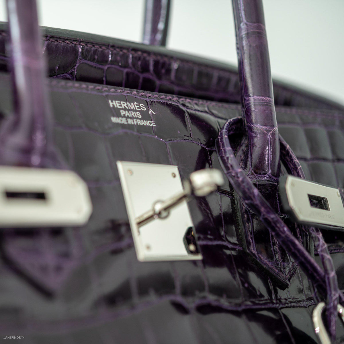 Hermes Birkin 35 Amethyst Porosus Crocodile with Palladium Hardware Hermes