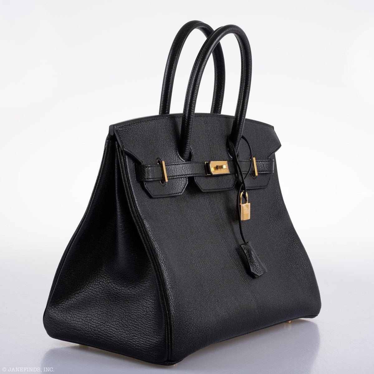 Hermes Birkin 35 Black Chevre De Coromandel with Gold Hardware Hermes