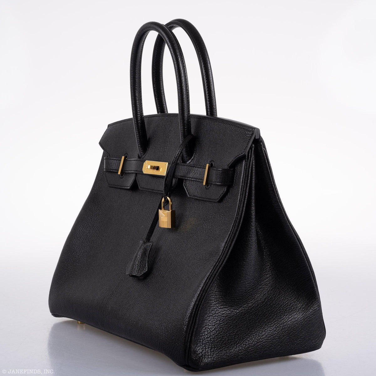 Hermes Birkin 35 Black Chevre De Coromandel with Gold Hardware Hermes