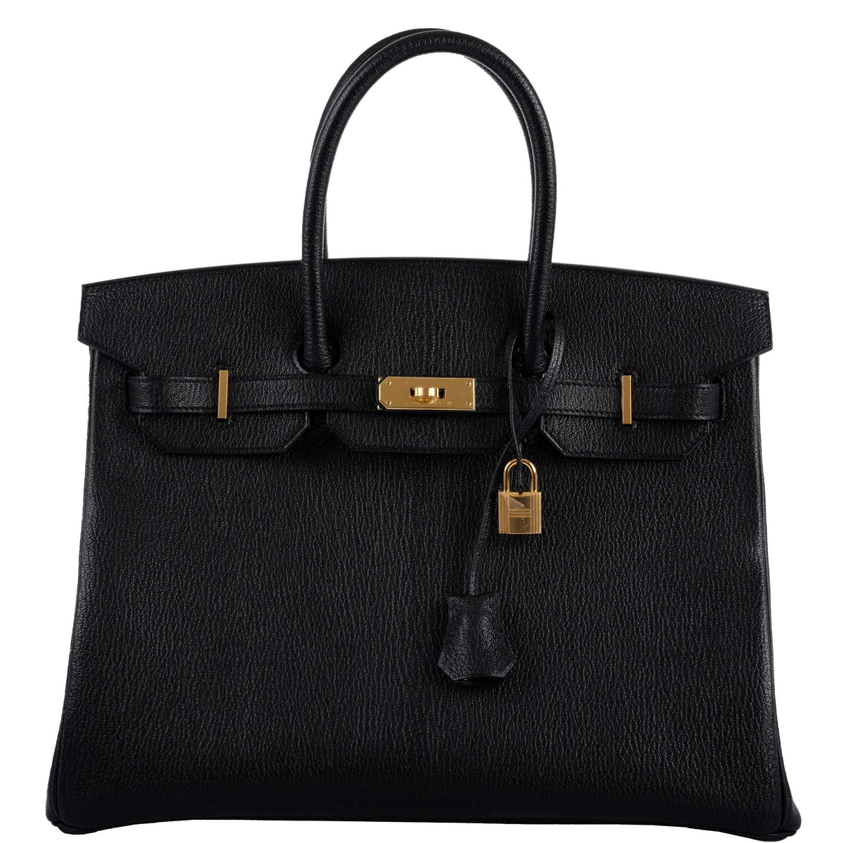 Hermes Birkin 35 Black Chevre De Coromandel with Gold Hardware Hermes