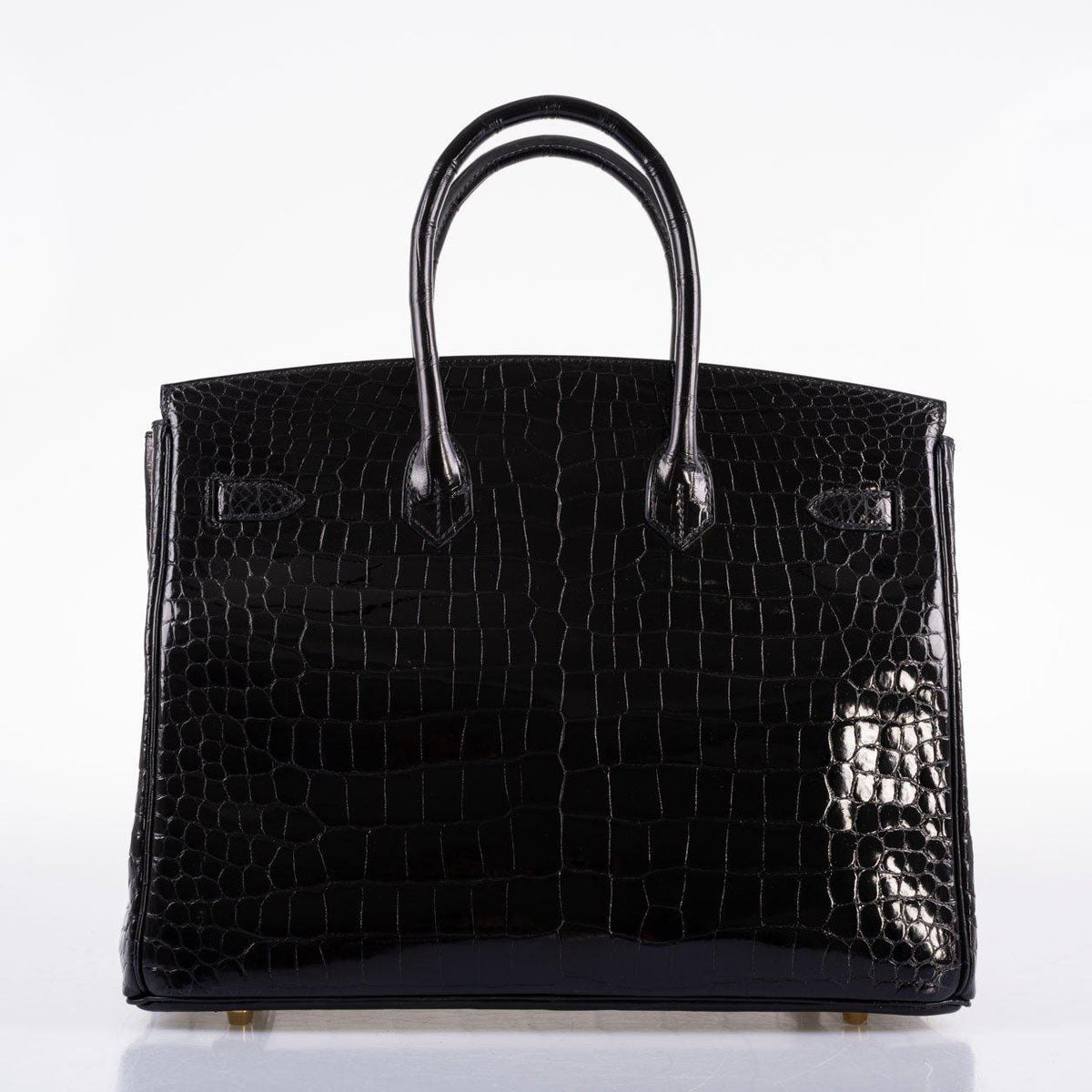 Hermes Birkin 35 Black Shiny Porosus Crocodile with Gold Hardware Hermes