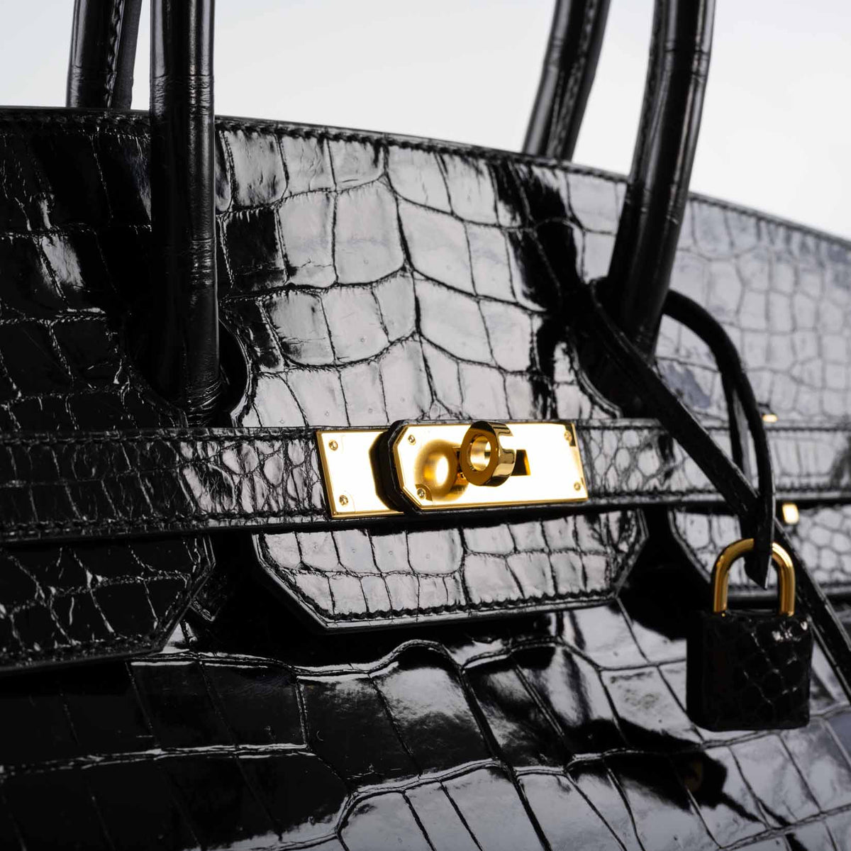 Hermes Birkin 35 Black Shiny Porosus Crocodile with Gold Hardware Hermes