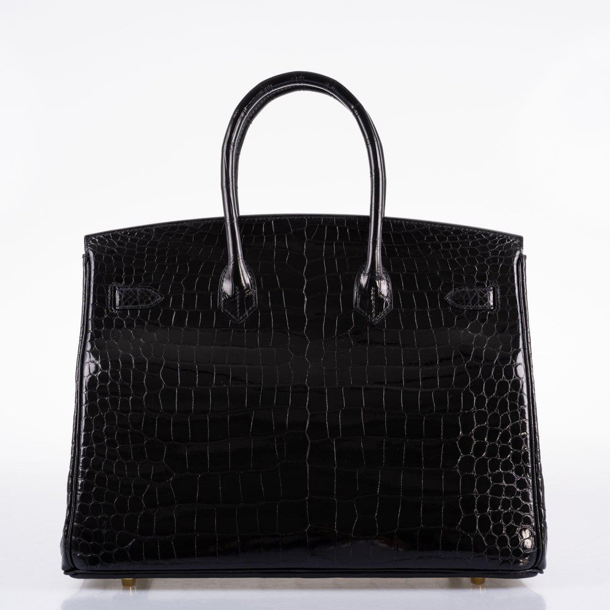 Hermes Birkin 35 Black Shiny Porosus Crocodile with Gold Hardware Hermes