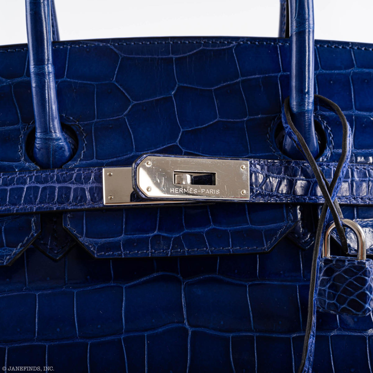 Hermes Birkin 35 Blue Electric Porosus Crocodile Palladium Hardware Hermes