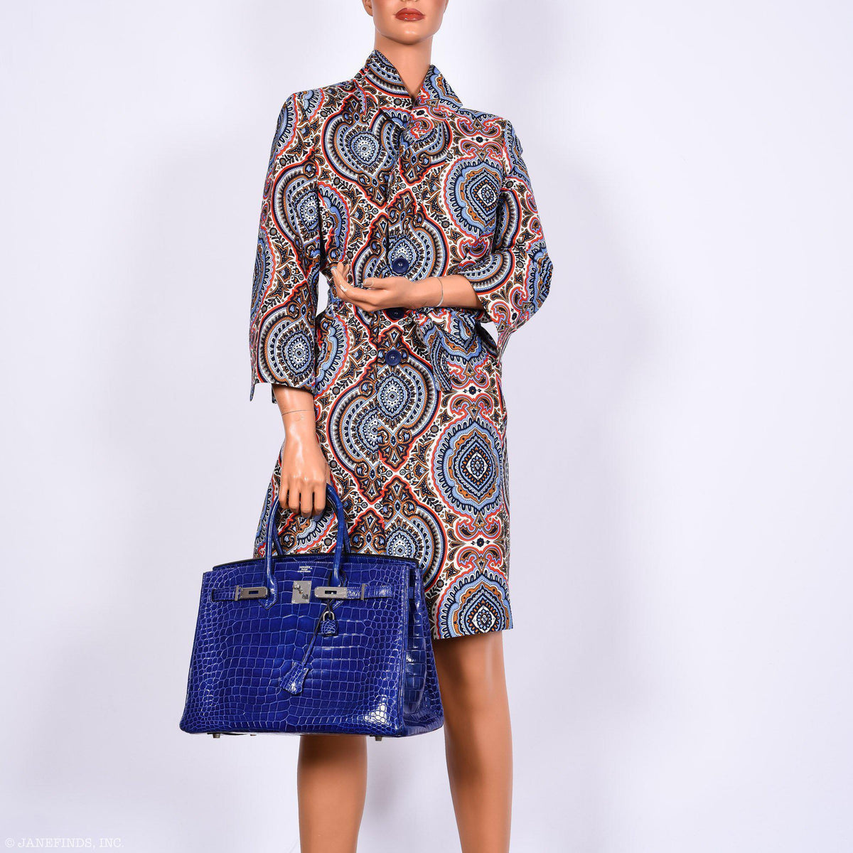 Hermes Birkin 35 Blue Electric Porosus Crocodile Palladium Hardware Hermes