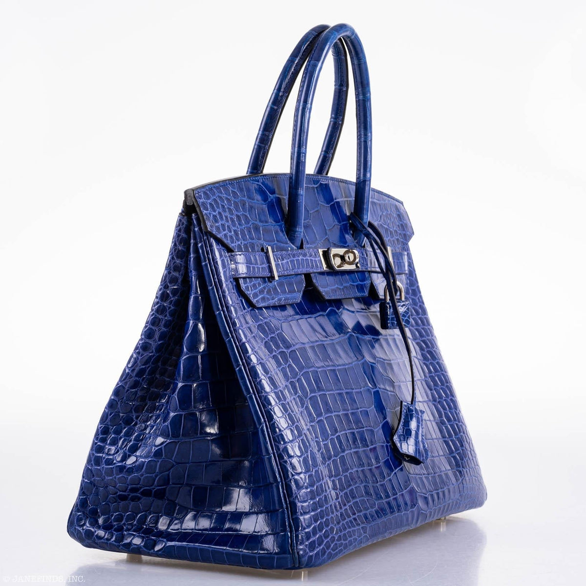 Hermes Birkin 35 Blue Electric Porosus Crocodile Palladium Hardware Hermes