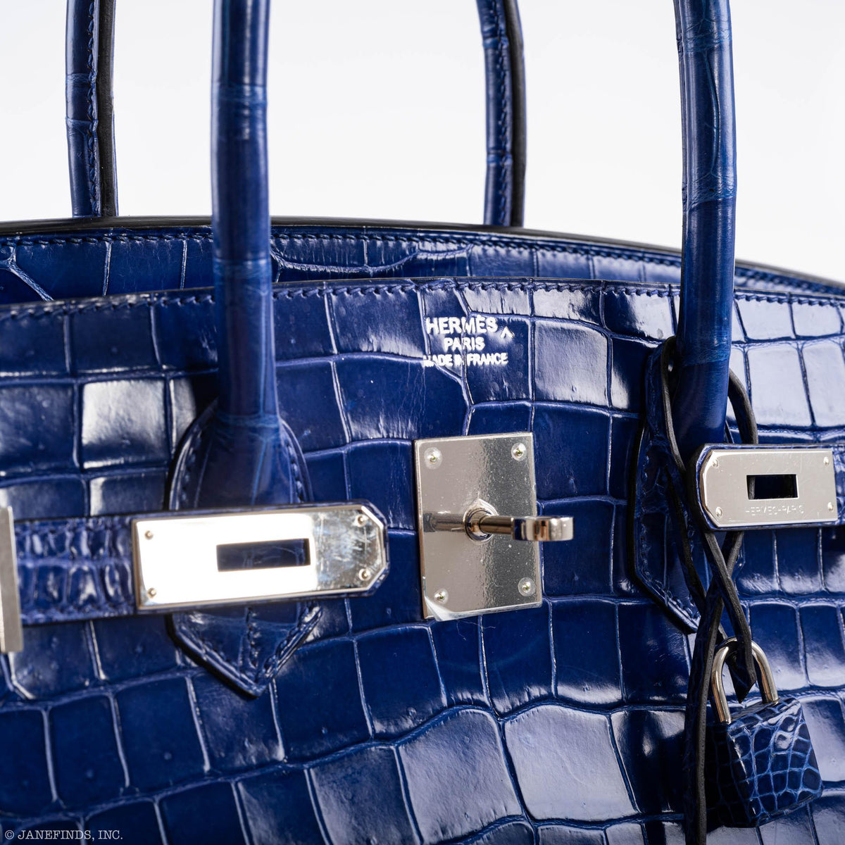 Hermes Birkin 35 Blue Electric Porosus Crocodile Palladium Hardware Hermes