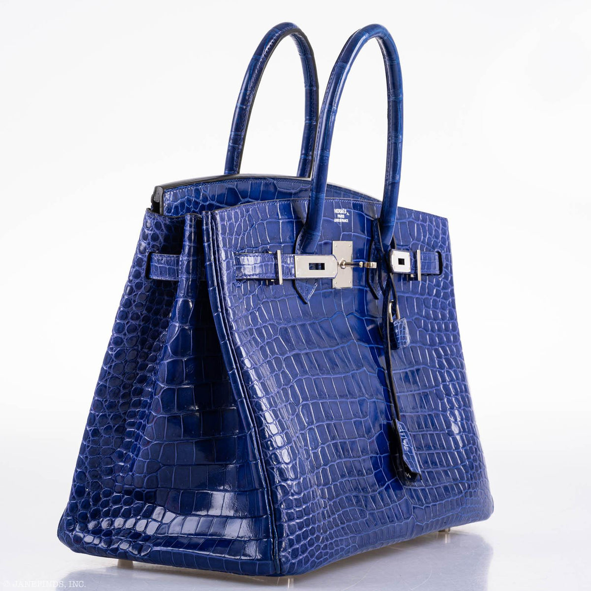 Hermes Birkin 35 Blue Electric Porosus Crocodile Palladium Hardware Hermes
