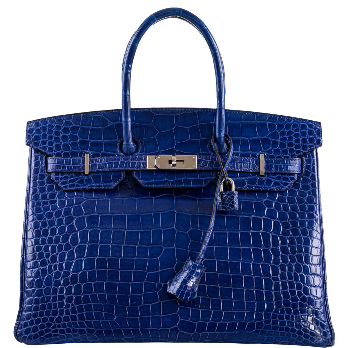 Hermes Birkin 35 Blue Electric Porosus Crocodile Palladium Hardware Hermes