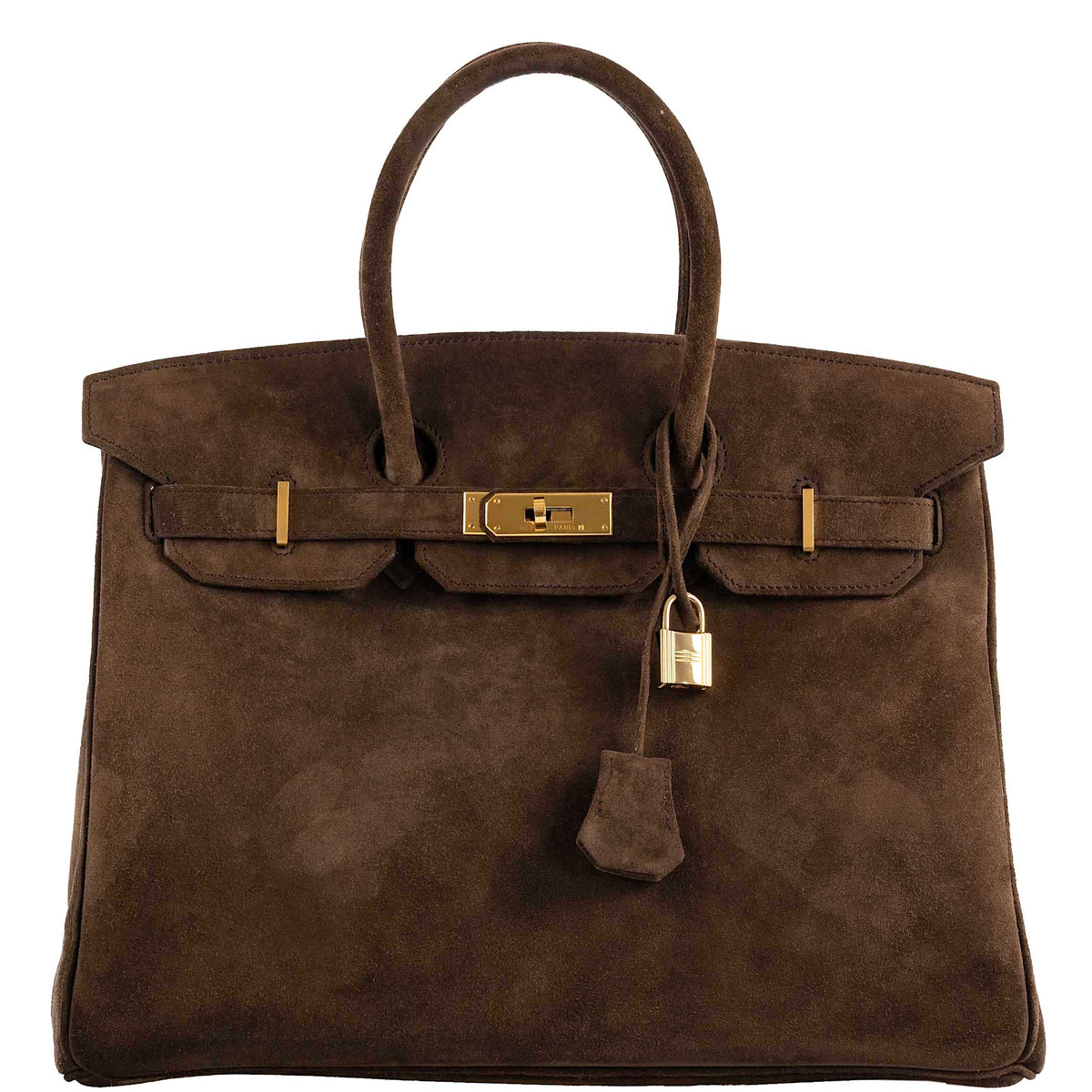 Hermes Birkin 35 Chocolate Veau Doblis Suede with Gold Hardware Hermes