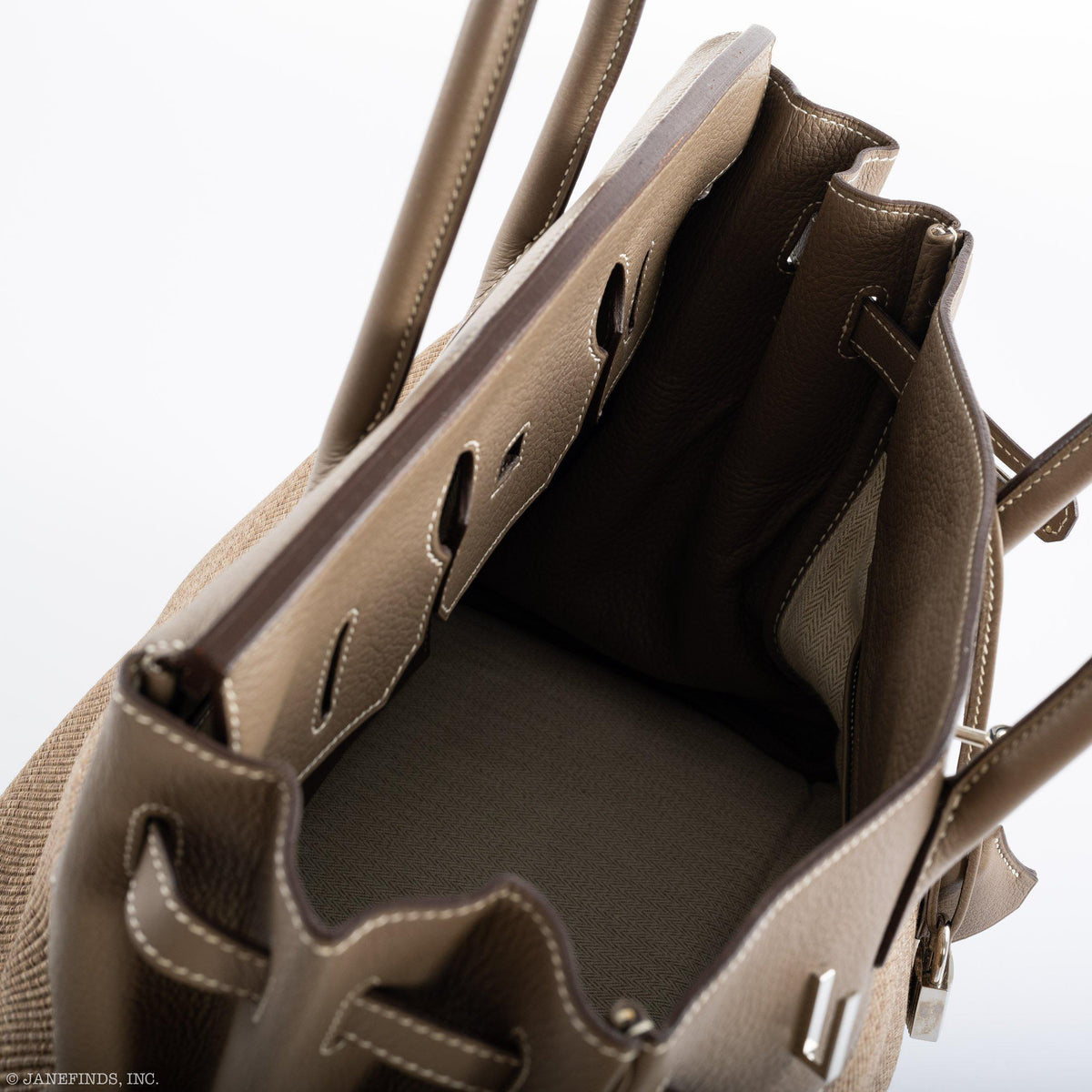 Hermes Birkin 35 Crinoline & Etoupe Clemence with Palladium Hardware Hermes