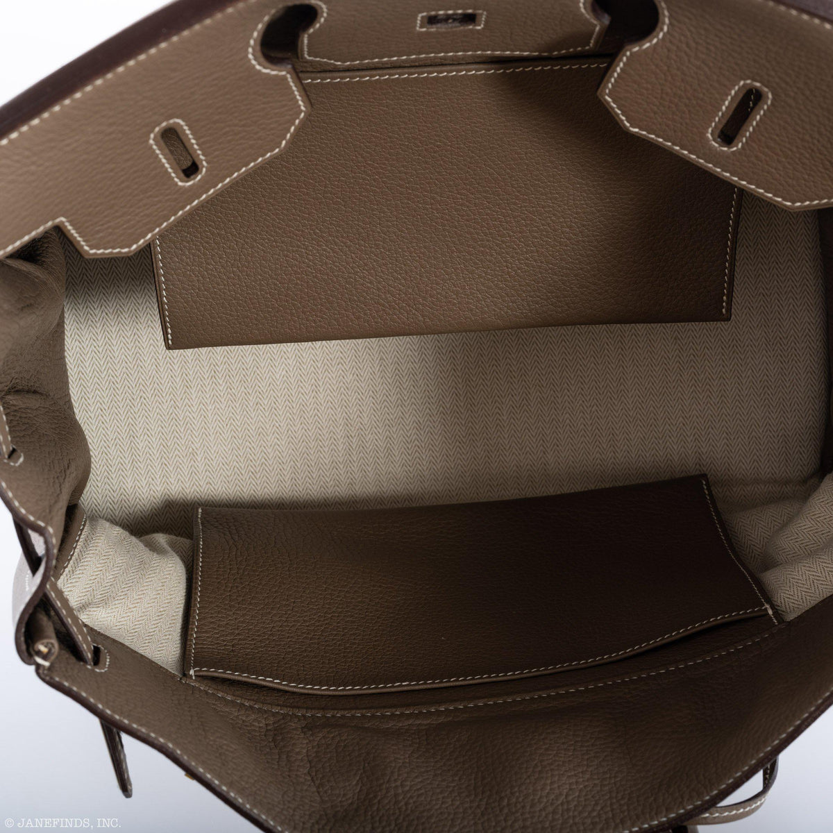 Hermes Birkin 35 Crinoline & Etoupe Clemence with Palladium Hardware Hermes