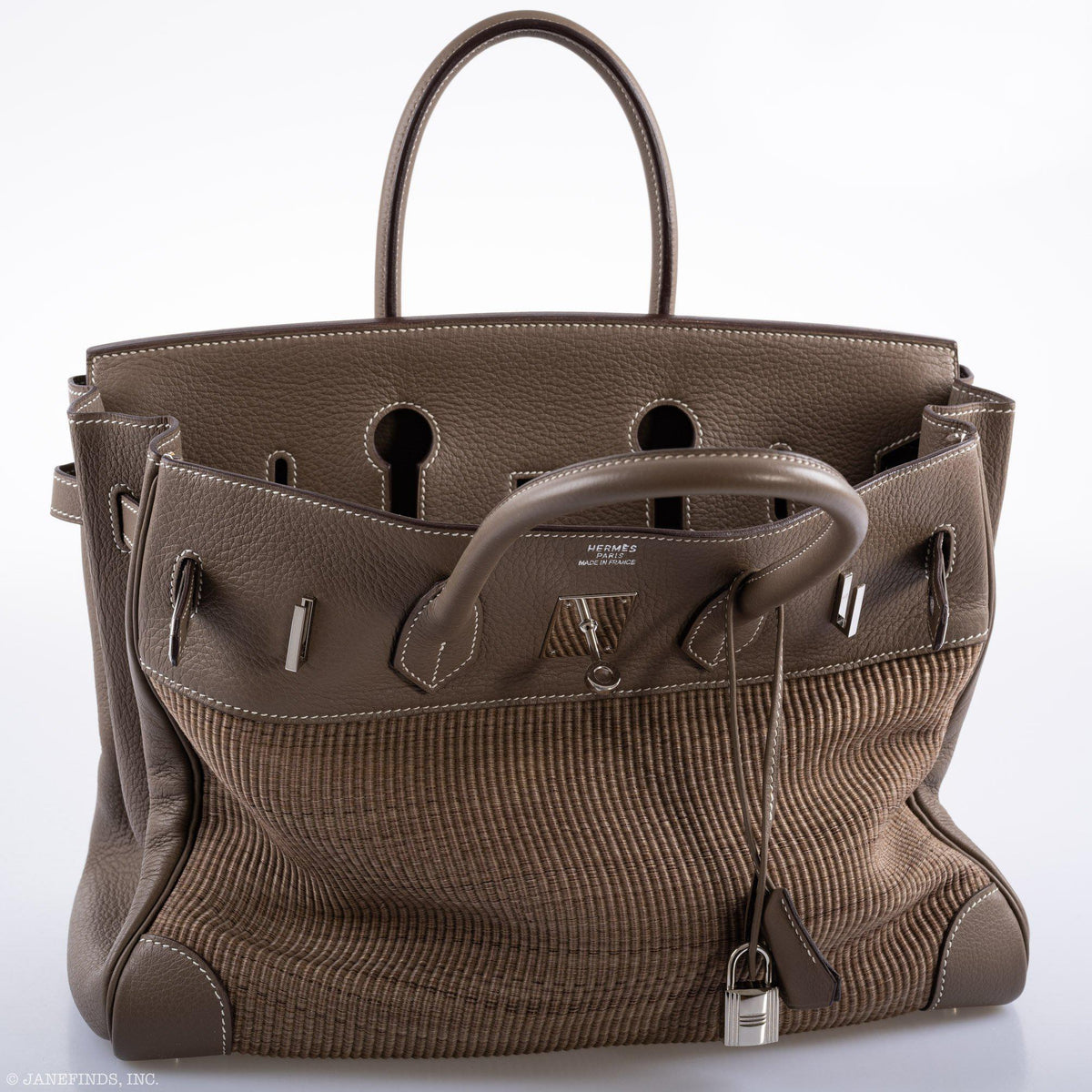 Hermes Birkin 35 Crinoline & Etoupe Clemence with Palladium Hardware Hermes
