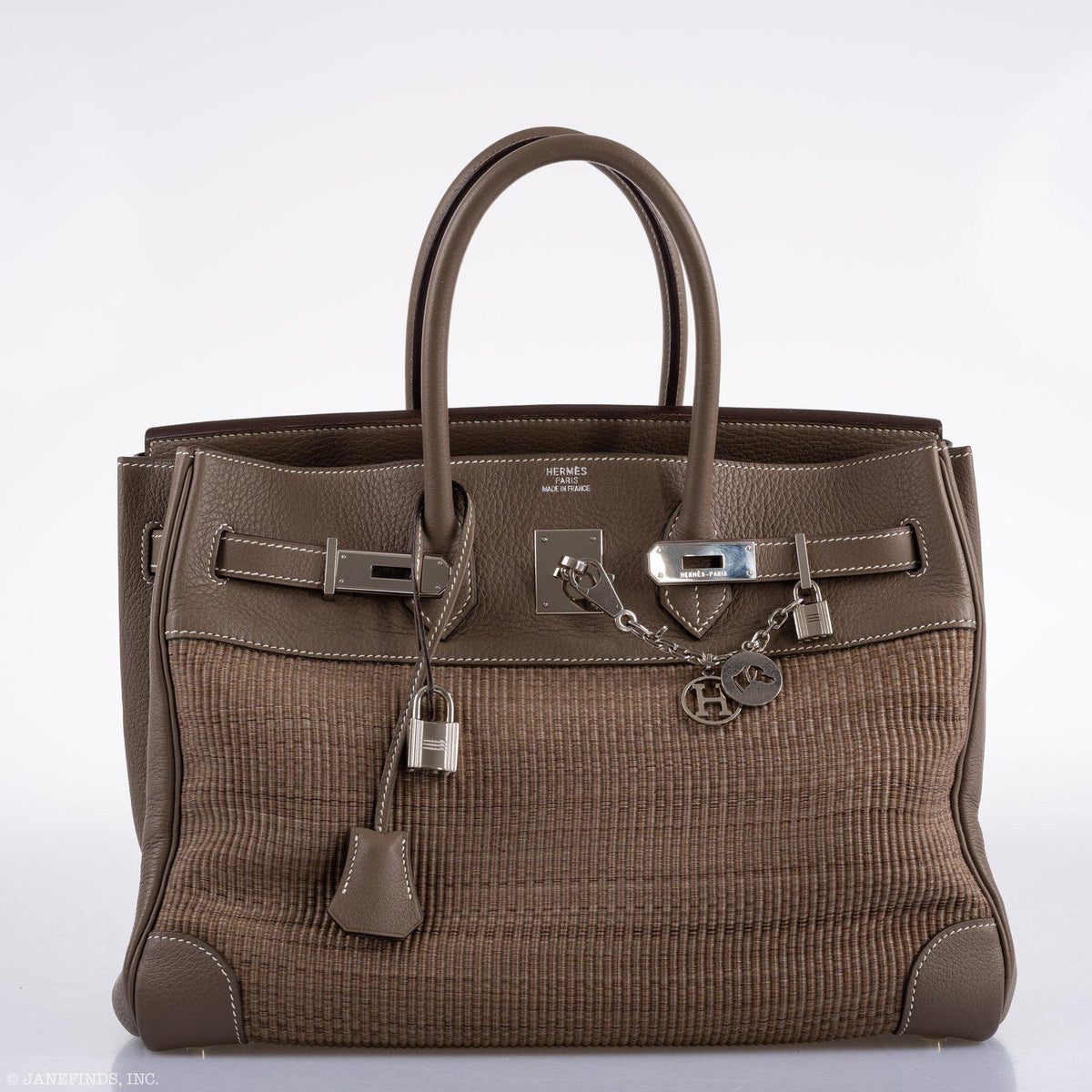 Hermes Birkin 35 Crinoline & Etoupe Clemence with Palladium Hardware Hermes