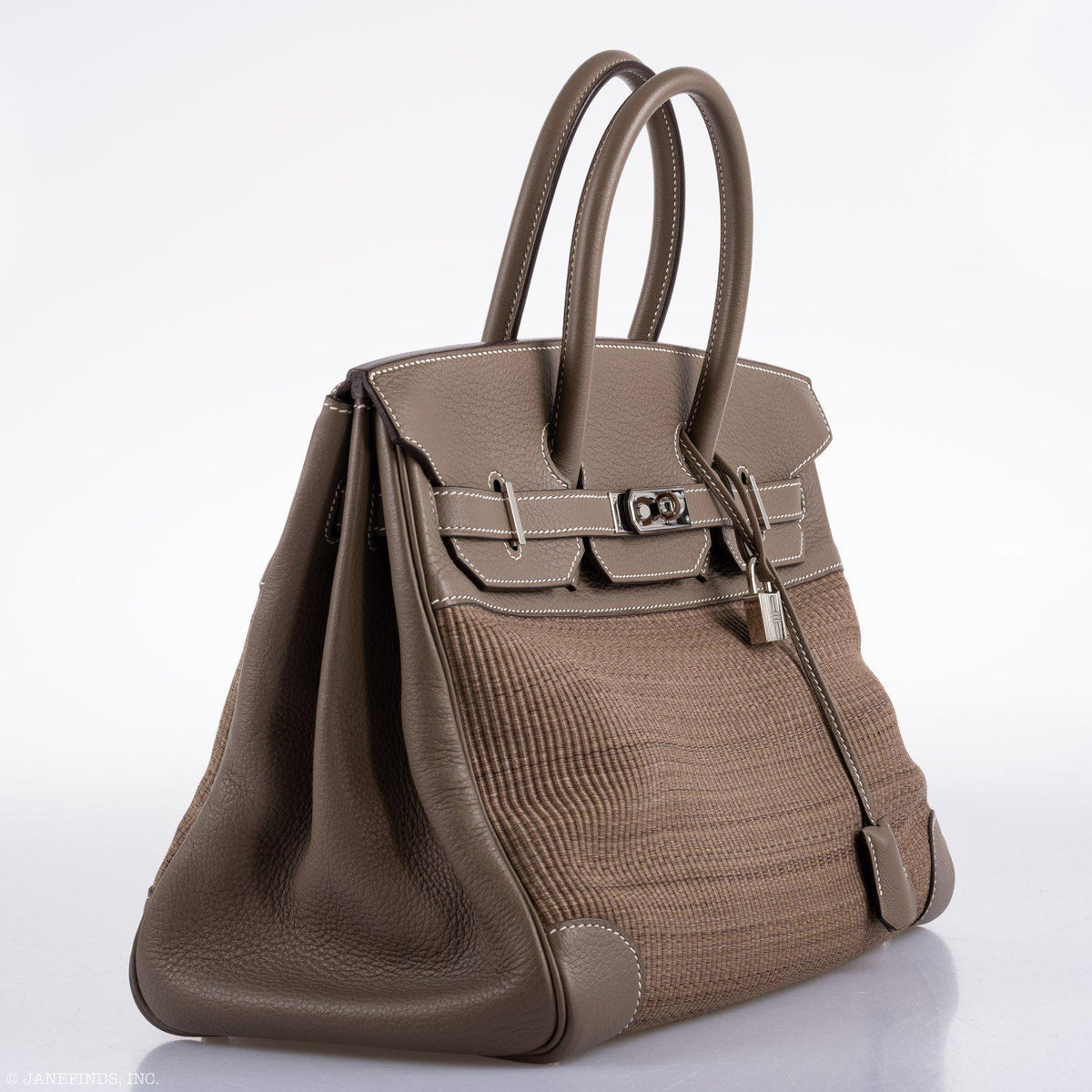Hermes Birkin 35 Crinoline & Etoupe Clemence with Palladium Hardware Hermes