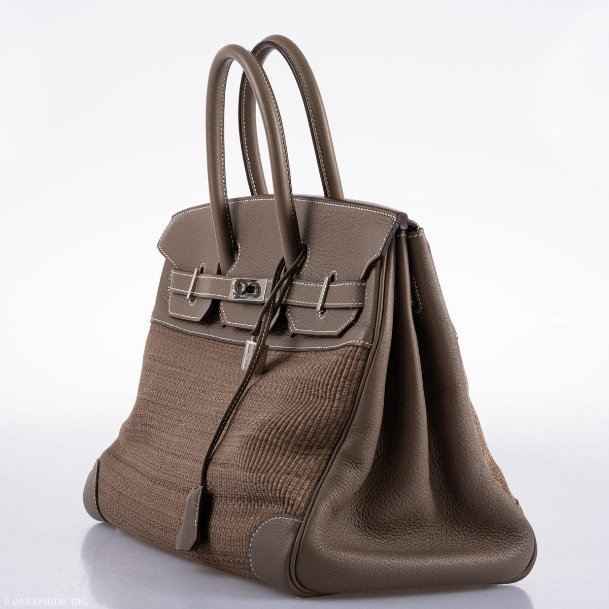 Hermes Birkin 35 Crinoline & Etoupe Clemence with Palladium Hardware Hermes