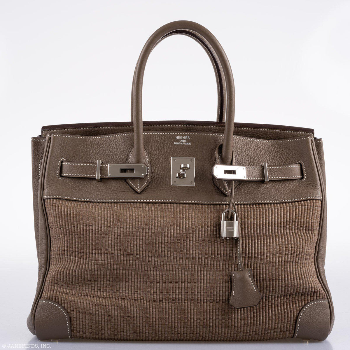 Hermes Birkin 35 Crinoline & Etoupe Clemence with Palladium Hardware Hermes