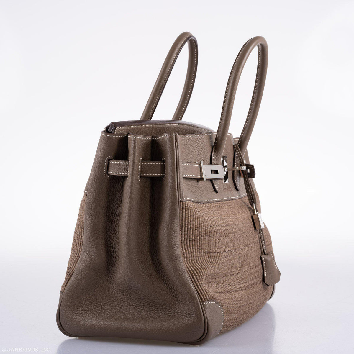 Hermes Birkin 35 Crinoline & Etoupe Clemence with Palladium Hardware Hermes