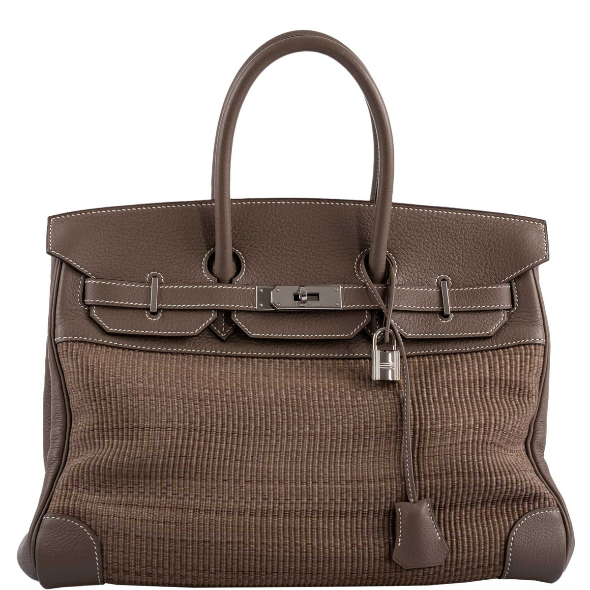 Hermes Birkin 35 Crinoline & Etoupe Clemence with Palladium Hardware Hermes