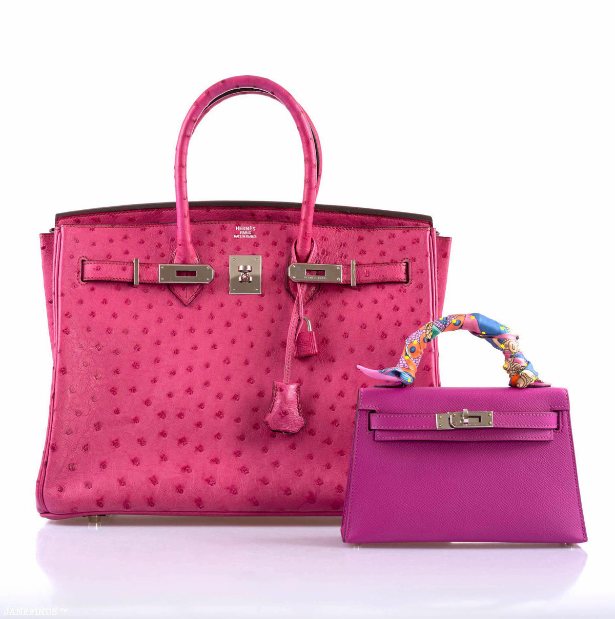 Hermes Birkin 35 Fuchsia Ostrich with Palladium Hardware Hermes