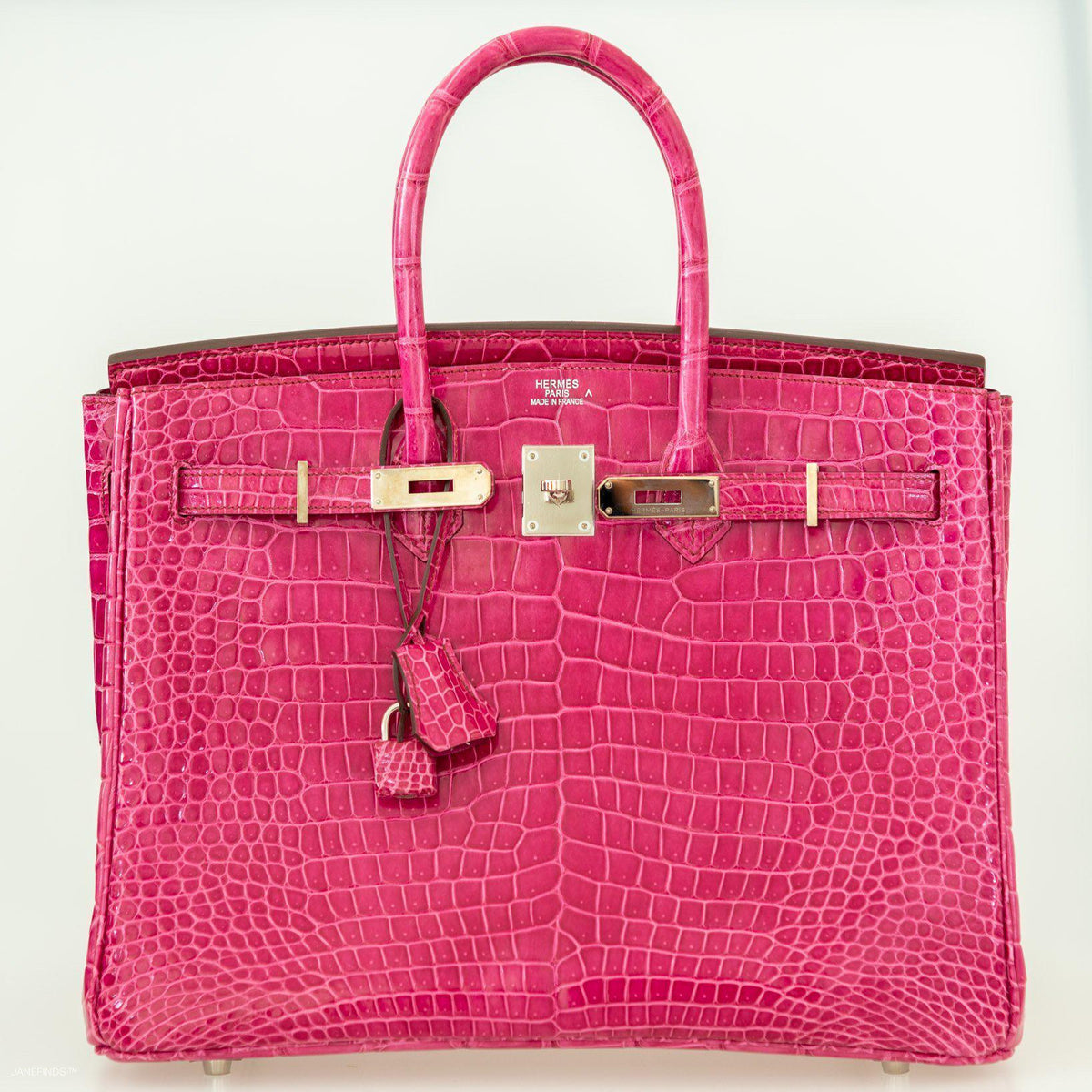 Hermes Birkin 35 Fuchsia Porosus Crocodile with Palladium Hardware Hermes