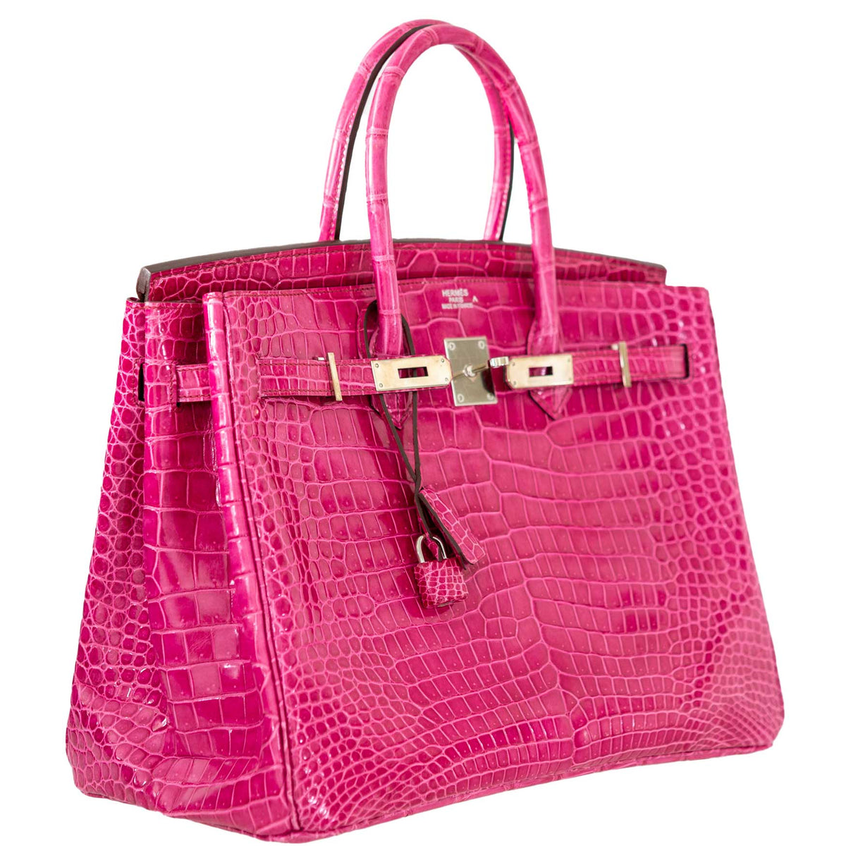 Hermes Birkin 35 Fuchsia Porosus Crocodile with Palladium Hardware Hermes